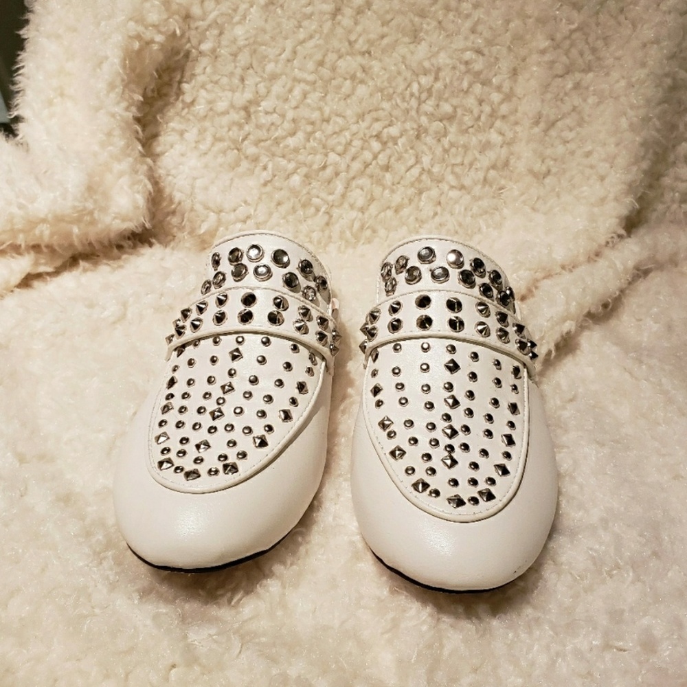 Whie Studded Mule